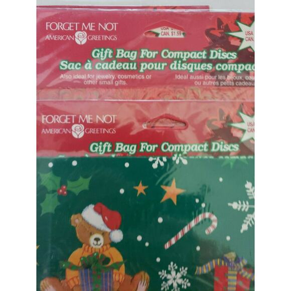 Vintage DVD/Cassette Christmas Gift Bags American Greetings Forget Me Not Lot 10 - Picture 6 of 6